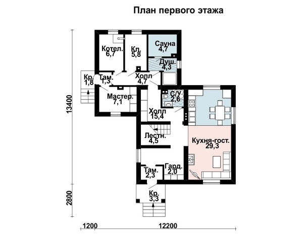 Проект дома из газобетона 3 спальни